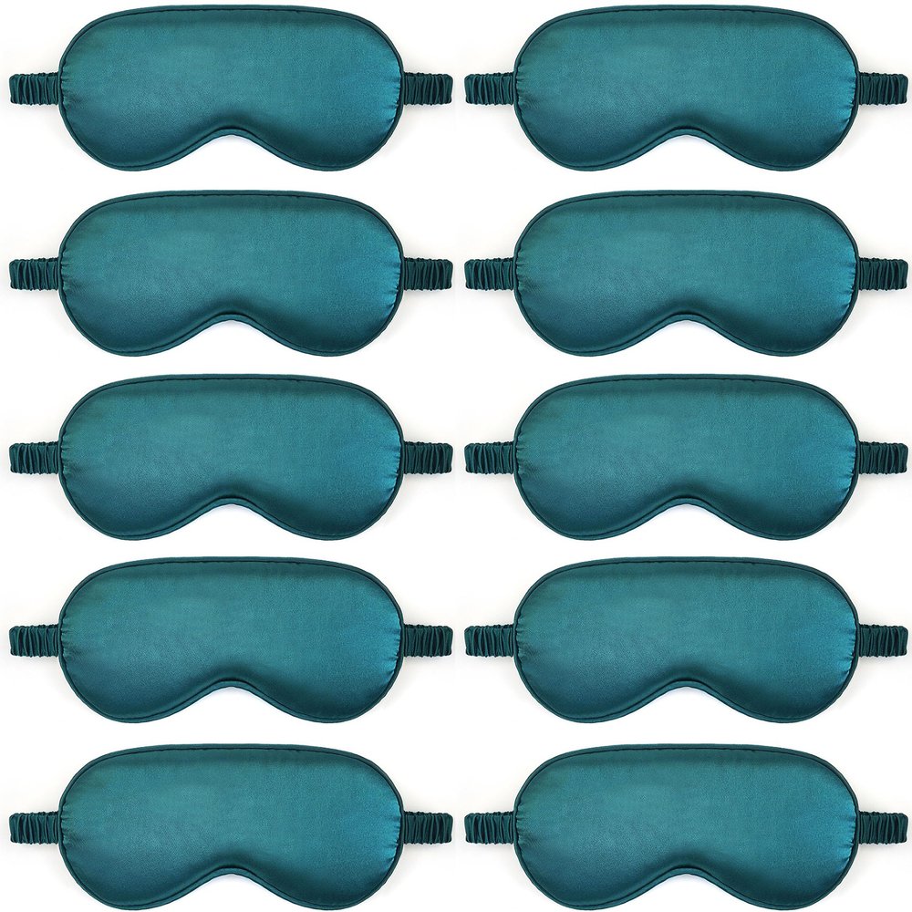 10 Pack Sleep Mask,Silk Eye Mask,for Night Sleeping,Office, Travel,Party Games,Suitablefor Men/Women (Blackish Green)