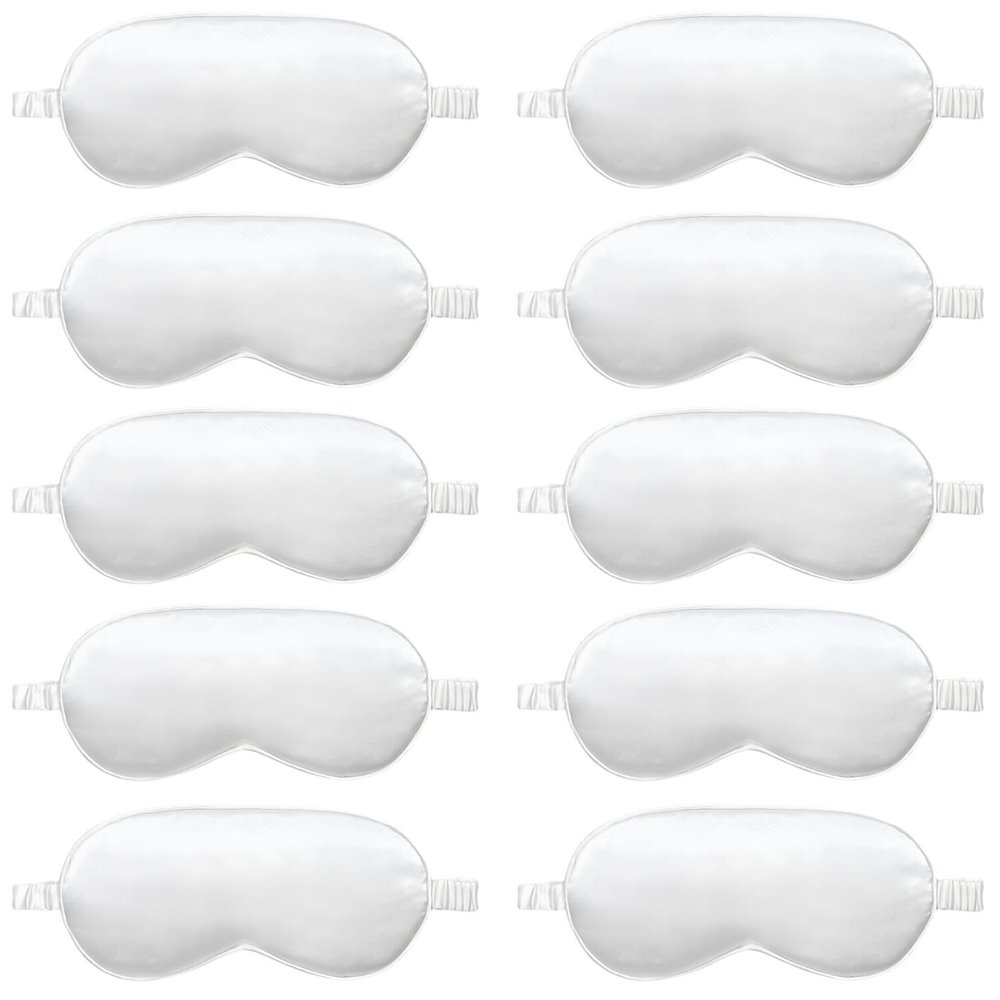 10 Pack Sleep Mask,Silk Eye Mask,for Night Sleeping,Office, Travel,Party Games,Suitablefor Men/Women (White)