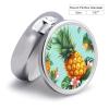 Pill Box Pill Case 3 Compartment Travel Pill Box Tropical Pineapple Printing Small Pill Box Portable Medicine Pill Case Pill Organizer for Purse & Pocket for Travel Handbag (Round) view 2