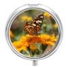 Pill Box Pill Case 3 Compartment Travel Pill Box Wildflower Butterfly Printing Small Pill Box Portable Medicine Pill Case Pill Organizer for Purse & Pocket for Travel Handbag (Round) view 1