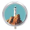 Pill Box Pill Case 3 Compartment Travel Pill Box White Lighthouse Image Printing Small Pill Box Portable Medicine Pill Case Pill Organizer for Purse & Pocket for Travel Handbag (Round) view 1