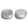 Pill Box Pill Case 3 Compartment Travel Pill Box Texture Surface Image Printing Small Pill Box Portable Medicine Pill Case Pill Organizer for Purse & Pocket for Travel Handbag (Round) view 3