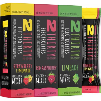 2THIRTY Hydration + Mixer Variety Pack  DHM Alternative Electrolyte Powder Packets | Sugar Free Zero Calorie 5-in-1 Hydration & Recovery Drink | Limeade, Strawberry Lemonade & Raspberry | 18 Sticks
