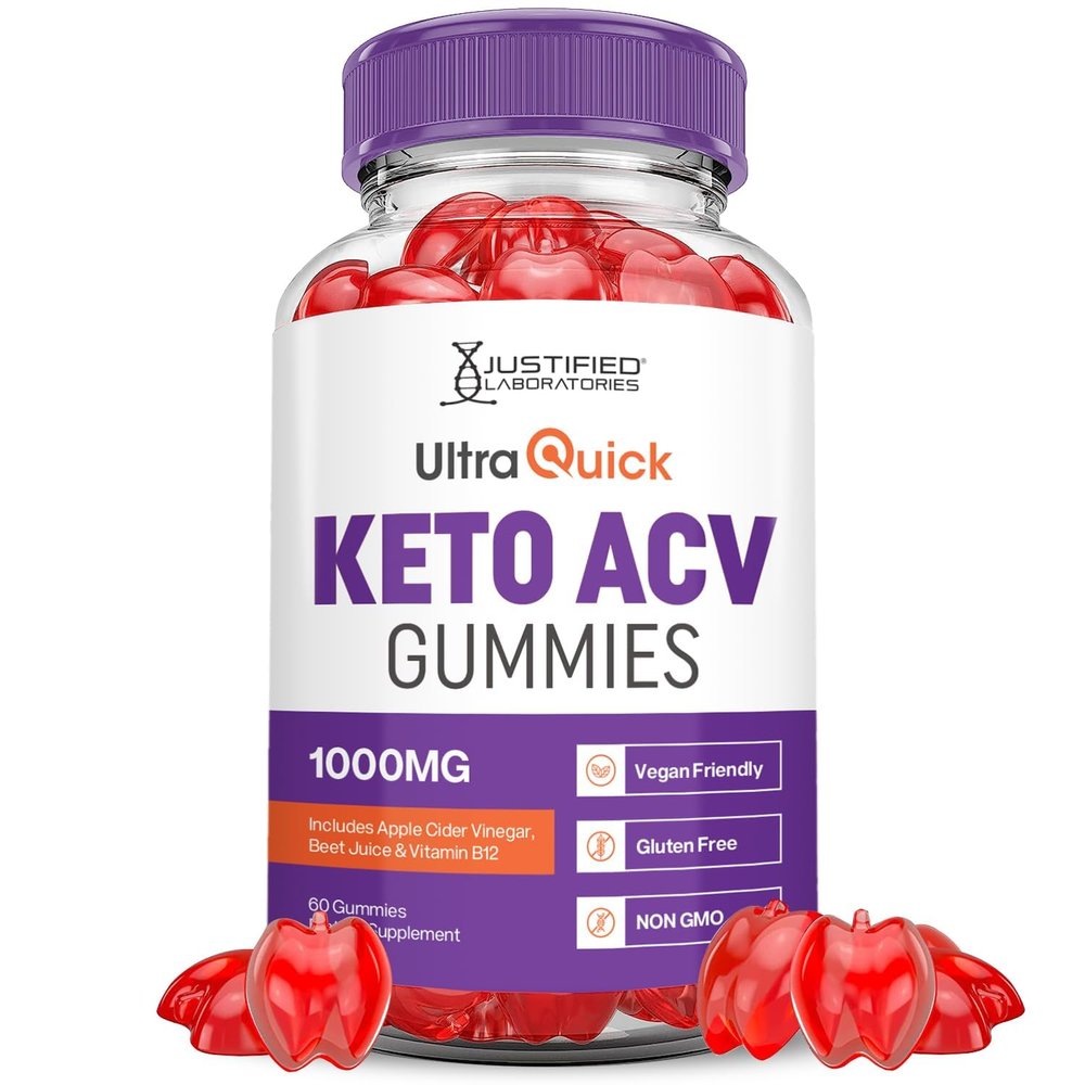 Justified Laboratories Ultra Quick Keto ACV Gummies Advanced Formula 1000MG Ultraquick Keto Gummies Apple Cider Vinegar Formulated with Pomegranate Beet Juice Powder B12 Vegan Non GMO 60 Gummys