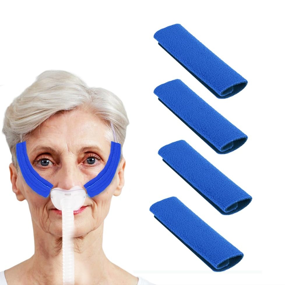 4 Packs CPAP Strap Covers, Ultra-Soft and Breathable CPAP Headgear Cushions, Prevents Red Marks, Compatible with Most CPAP Mask Straps, Hypoallergenic Fabric, Machine Washable