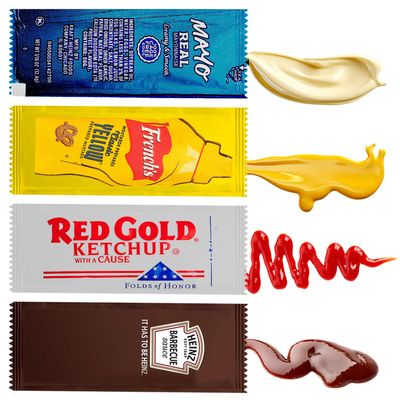 100 Count Total - Variety Pack Single Serve Pouches of Each: Ketchup, Mustard, BBQ, and Mayo - Great for Picnics, Restaurants, On the Go.