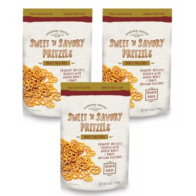 Everton Honey Mustard Pretzels, 6 oz Bag, Sweet and Savory Snack (3 Pack)