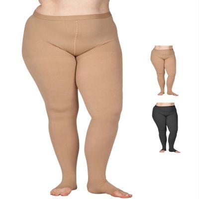 ABSOLUTE SUPPORT Plus Size Compression Pantyhose for Women 20-30mmHg - Womens Compression Tights with Open Toe for Deep Vein Thrombosis, Varicose Eczema, Reticular Veins Circulation - Beige, 2X-Large