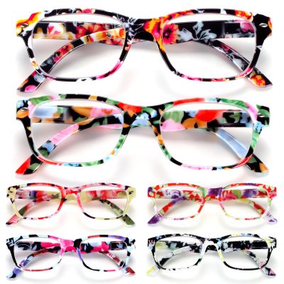 BLOEXCLU 6 Pack Reading Glasses for Women Men Blue Light Blocking Spring Hinge Computer Readers, Anti Eyestrain/Glare (6 Mixed C6, 1.5, Diopters)
