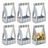AHANDMAKER 6Pcs Paper Flower Gift Bags, Silver Bouquet Bags with Handle, Bouquet Packaging Bags Wedding Bouquet Boxes, Flower Wrapping Bag for Valentine's Wedding Bridal Shower Anniversary Party Decor view 1
