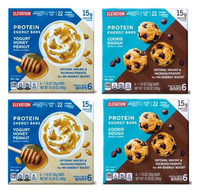  4-PACK Irresistible Gluten-Free Cookie Dough & Yogurt Honey Protein Bars!  4 Boxes, 32 Bars of Tasty Energy Boosts  Perfectly Sweet & Satisfying! 15 grams of protein and 22 key vitamins and minerals. Optimal Micro and Macro Nutrients