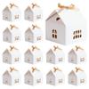 PH PandaHall House Shaped Gift Boxes 12 Sets White Cardboard Treat Boxes Wedding Favors with Ribbon Present Box with Small Windows for Gift Giving Anniversaries Birthday Party 4.9x4.9x5.3 Inch view 1