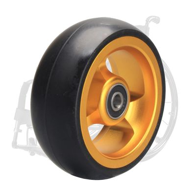 2PCS 4Inch Wheelchair Wheels Assembly, Front Wheel Replacement Parts, 5/16" Bearings, Solid Tire Construction for Sports Wheelchair(Yellow)