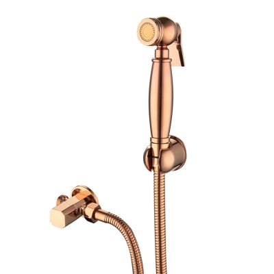 FDAVDNMG HandheldSprayer for Toilet Brass Portable Baby Cloth Diaper Sprayer Rose Gold Hand Held ToiletSprayer Head withHose and Bracket, for Feminine Wash, Pet Washing