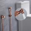 FDAVDNMG HandheldSprayer for Toilet Brass Portable Baby Cloth Diaper Sprayer Rose Gold Hand Held ToiletSprayer Head withHose and Bracket, for Feminine Wash, Pet Washing view 2