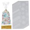 100PCS Clear Cellophane Bags Snowflake Cellophane Sweet Bags with Twist Ties Flat Bottom Christmas Sweet Bags for Candy Biscuit Cookies. view 1