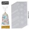 100PCS Clear Cellophane Bags Snowflake Cellophane Sweet Bags with Twist Ties Flat Bottom Christmas Sweet Bags for Candy Biscuit Cookies. view 2