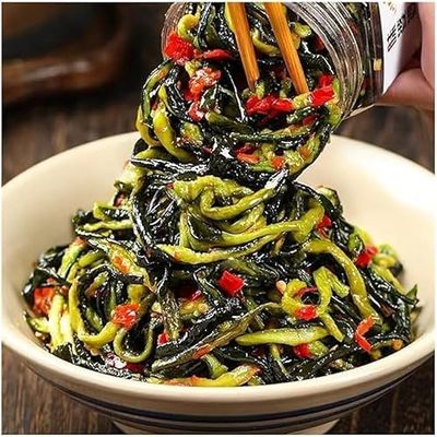 Crispy Pepper CucumberChopped colorful chili sauce,Crispy and spicy GongcaiReady to eat Spicy Snack,Mixed Noodles SauceSpicy Papaya Shredded,Pickled Mixed Vegetables (Crispy Pepper Cucumber,1 can)