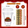 Boao 36 Sets Movie Night Party Cups with Lids and Paper Straws 14 oz Movie Night Birthday Party Supplies Favors Disposable Clear Plastic Cups Bulk view 2