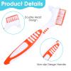 YUXIANLB 2Pcs Denture Cleaning Brush Set, Denture Toothbrushes with Multi-Layered Bristles & Ergonomic Rubber Handle, White Carrying Case view 3