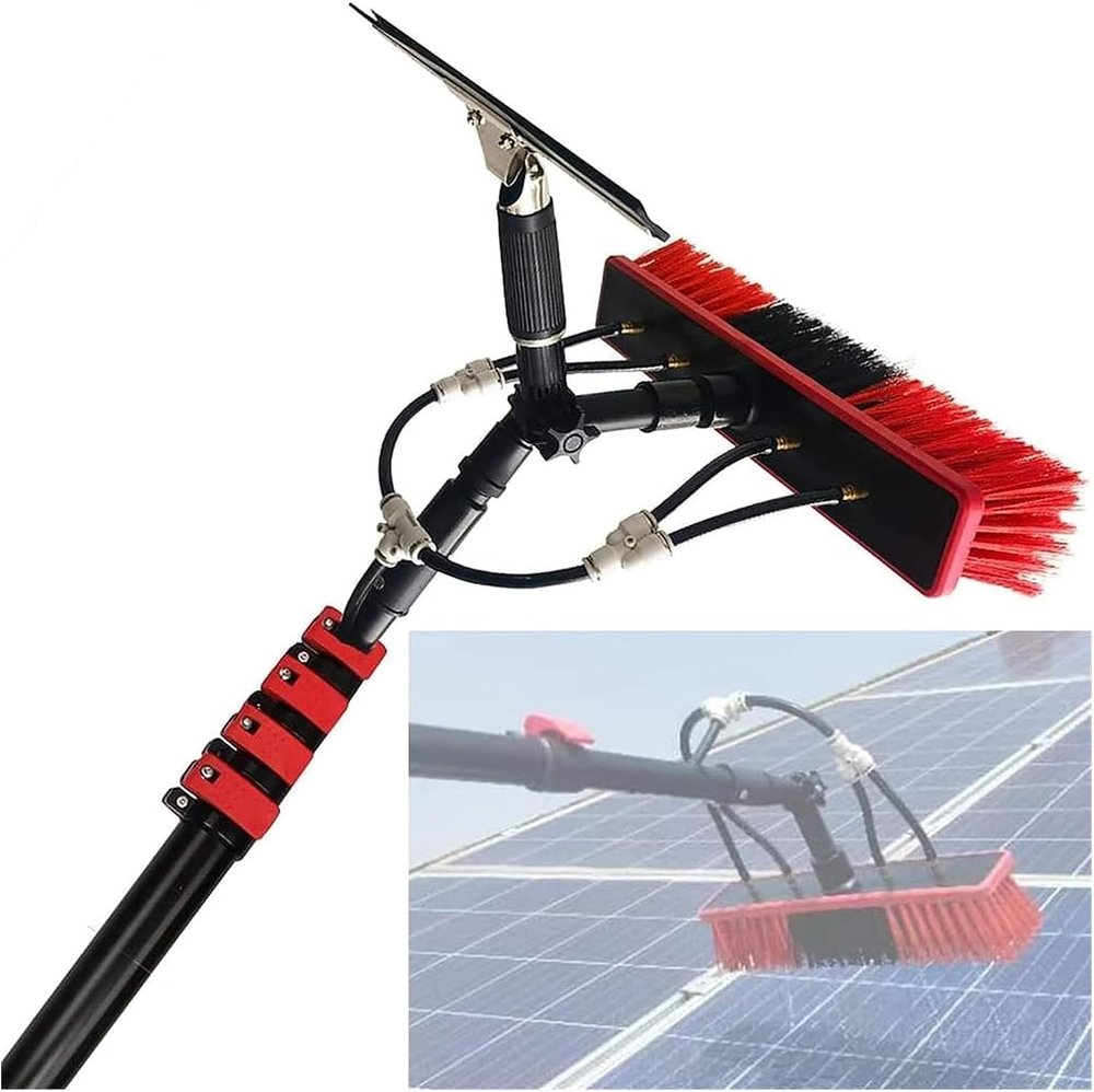 3.6-11m Washing Kit Water-fed Brush Telescopic Cleaning Brush Water Powered Cleaning Solar Panels Window Cleaning Kit with Squeegee Washing (12ft/3.6m)