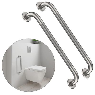 24 Inch Anti Slip Shower Grab Bar, Munzong 2 Pack Stainless Steel Bathroom Grab Bar, Brushed Nickel Knurled Bathroom Balance Bar,Safety Hand Rail Support Handicap Elderly Senior Assist Bath Handle