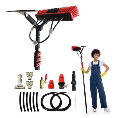 Water Fed Pole Brush Kit, Water Fed Brush, Water Fed Cleaning System, Water Fed Pole Kit, Outdoor Window Cleaner for High Windows Cleaning Solar Photovoltaic Panel Cleaning Clean Windows(18FT)