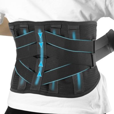 6xigouma Lower Back Brace for Back Pain Relief, Breathable Lower Back Support for Women & Men, Adjustable Lumbar Support Belt with 7 Stays for Herniated Disc, Sciatica (X-Large, Black)