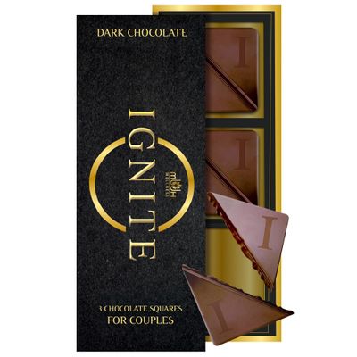 Ignite Dark Chocolate Bars  Premium 60% Cocoa Squares for Couples  Luxurious Dark Chocolate Crafted for Shared Moments, Special Occasions  Ideal for Sharing and Indulging Together  Pack of 1