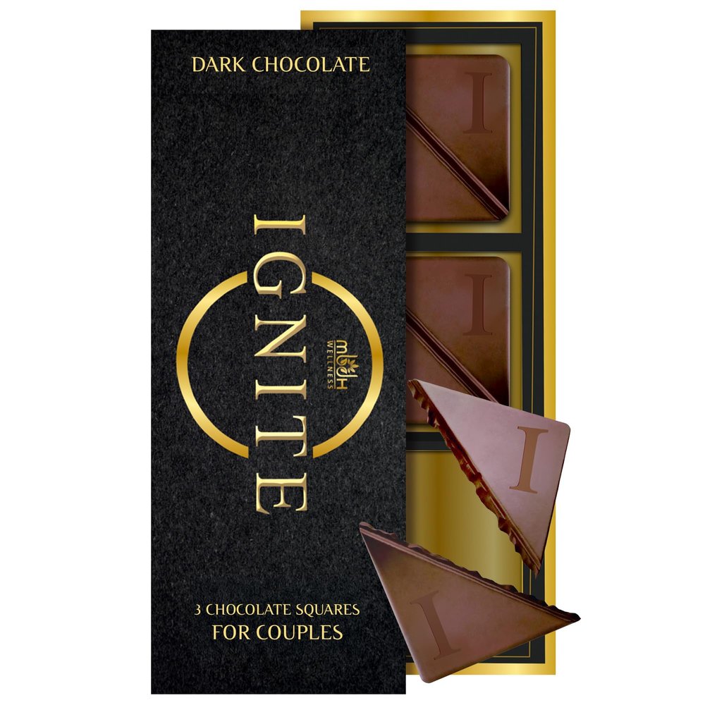 Ignite Dark Chocolate Bars Premium 60% Cocoa Squares for Couples Luxurious Dark Chocolate Crafted for Shared Moments, Special Occasions Ideal for Sharing and Indulging Together Pack of 1