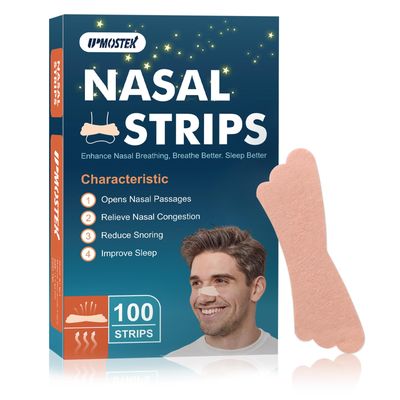 100Pcs Nasal Strips for Snoring, Extra Strength Nose Strips Breathing, Nose Tape for Sports and Sleep, Anti Snoring Strips Help Stop Snoring and Nasal Congestion Relief