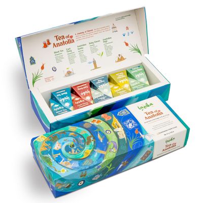 Lazika Tea Sampler with Lovely Presentation Box, 10 Counts, 2 of Each Blend Individually Wrapped, Black, Green and Herbal Tea Variety Gift Set, Premium Collection with Pyramid Infuser Bag, Handcrafted