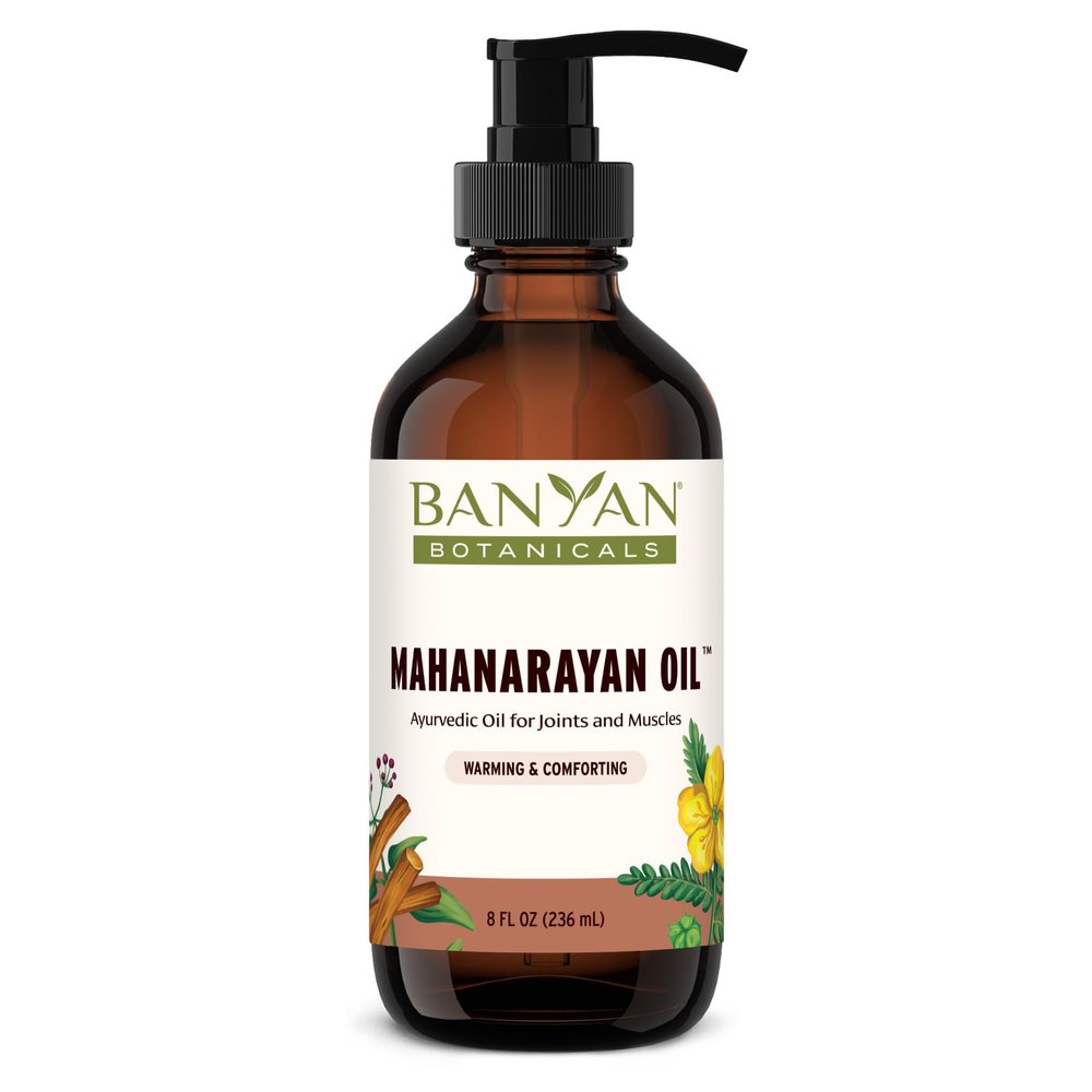 Banyan Botanicals Mahanarayan Oil  99% Organic Ayurvedic Massage Oil  Penetrating Herbal Oil Used to Warm, Comfort, and Soothe Joints and Muscles  8 oz.  Non GMO Sustainably Sourced Abhyanga Oil