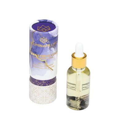 ALUMINATE LIFE Crystal Infused Essential Oil Vial, 1 Oz, Transformation - Amethyst Crystal Infused - Scents of Jasmine, Bergamot, Vanilla, & Cedar - Aromatherapy Oils, Massage, Relaxing