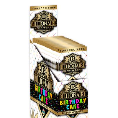 Billionaire Wraps - Birthday Cake Flavor Rolling Papers (Full Box) 25 Packs, 2 Sheets Each