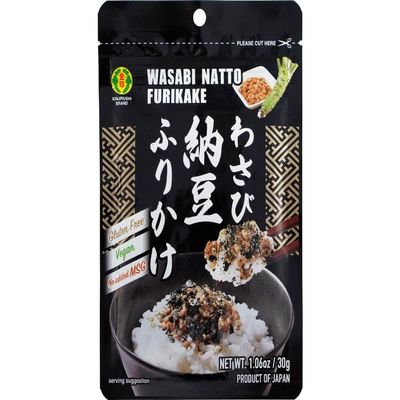 Wasabi Natto Furikake Seasoning (Pack of 2)-1.06oz- Furikake Rice Seasoning/Nattokinase/Sushi Seasoning/Dried Seaweed/Wasabi/Japanese Natto Food/Onigiri/Fermented/Rice Seasoning Japanese Furikake/Poke Bowl/Natto Beans/Fermented Soybeans/Freeze Dried 