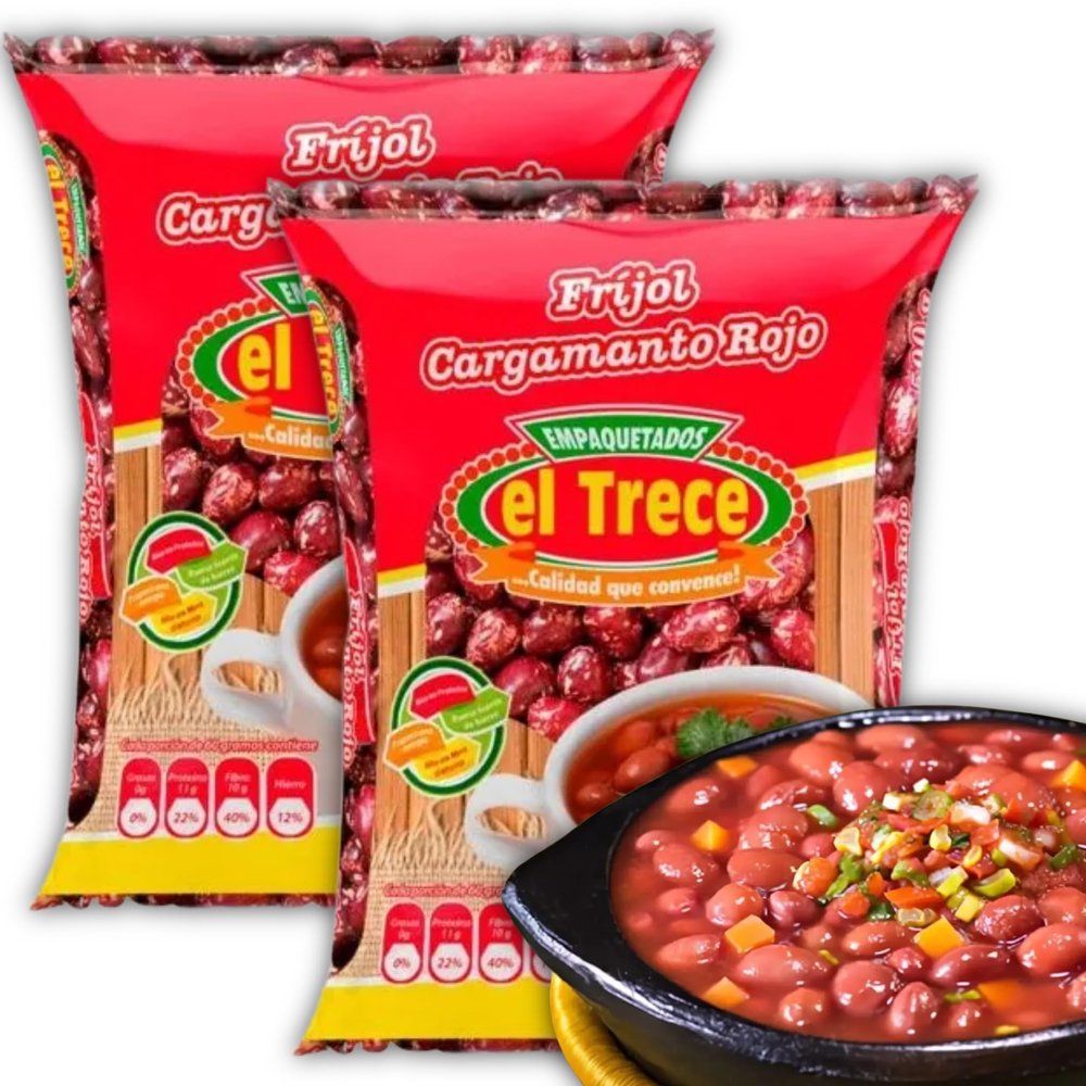 Frijoles Cargamanto Rojo El Trece pack de 2 por 500g - Red Kidney Beans El Trece 17.63Oz pack of 2 - Ideal para Bandeja Paisa, Frijolada - Importados de Colombia - Despensa Colombiana