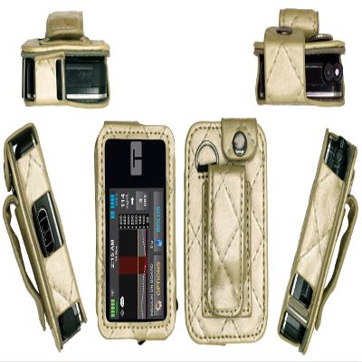 Premium Diamond Check Pattern Holster (with Belt Clip/Metal Loop/Lanyard) for Tandem Diabetes Care Insulin Pump T:Slim X2 (All Models) (Gold)