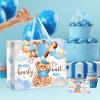 Large Baby Boy Gift Bags,3D Marking Blue Teddy Bear Gift Bags with Wrapping Paper Greeting Card,Teddy Bear Baby Shower Decorations for Baby Shower Birthday Gender Reveal Party Favors Decor Supplies view 4