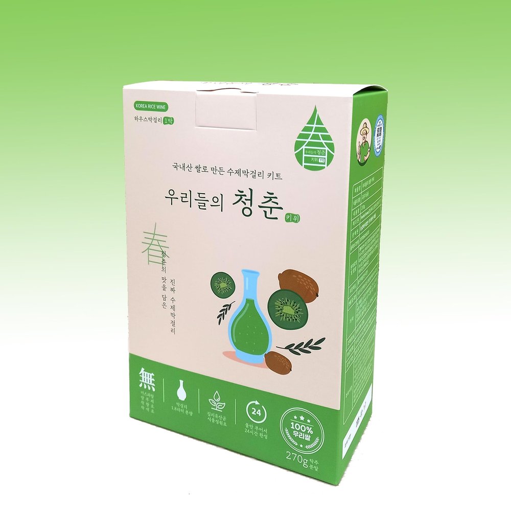 Korean Rice Wine Makgeolli for 4 set, Add Water for Easy Homemade Brew, 27.7 oz (Kiwi)