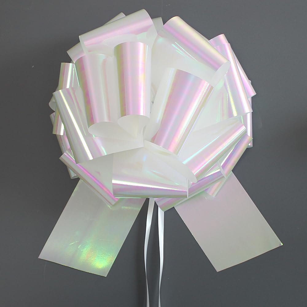 1Pc 12Inch Giant Gift Bow Big Christmas Iridescent Metalic Bow Big Bow for Present - Perfect Large Gift Bow for Bikes,Appliances,Showers,Table Decorations & Events (White)