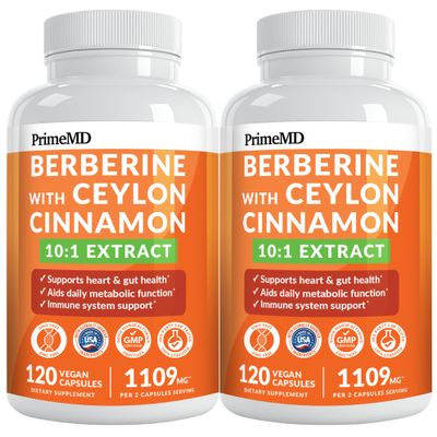 21-in-1 Berberine Supplement with Ceylon Cinnamon with Chromium, Bitter Melon and Green Tea Extract and Black Pepper Extract 5X for Energy & Metabolism Support with 5279 mg (120 ct, Pack of 2)