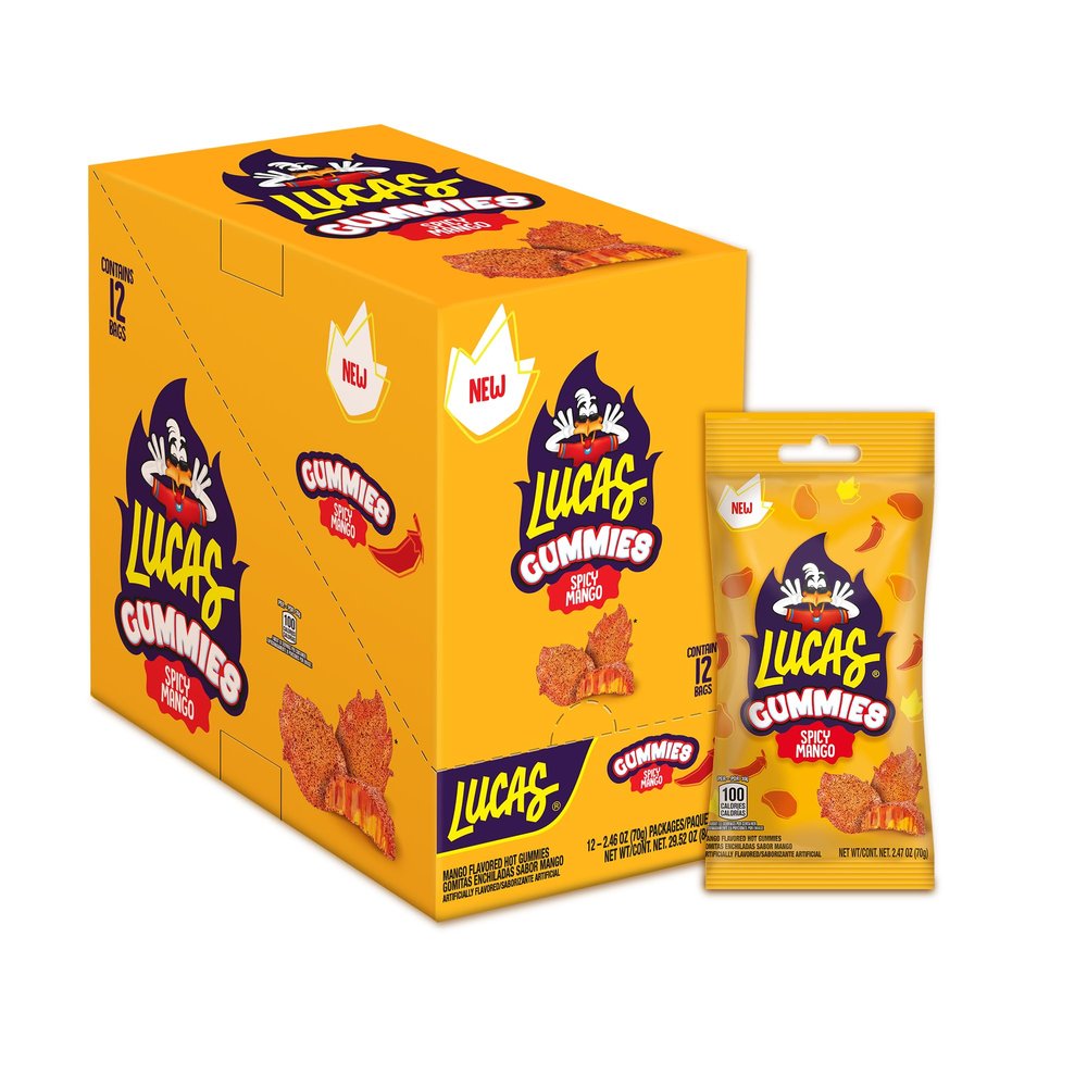 Lucas Spicy Gummies Mango Flavored 12 pack, 29.6OZ  Mango Spice for Valentine's Day