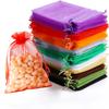 100pc 10 Color Organza Mesh Gift Bags with Drawstring - Jewelry, Candy, Wedding, Easter, Party Favor Bags view 1