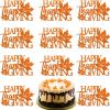 10 Pcs Happy Thanksgiving Cake Toppers Glitter Fall Maple Cupcake Topper Autumn Maple Leaf Cake Topper Orange Cupcake Toppers Design Cake Decoration for Harvest Festival Thanksgiving Party view 1