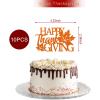 10 Pcs Happy Thanksgiving Cake Toppers Glitter Fall Maple Cupcake Topper Autumn Maple Leaf Cake Topper Orange Cupcake Toppers Design Cake Decoration for Harvest Festival Thanksgiving Party view 2
