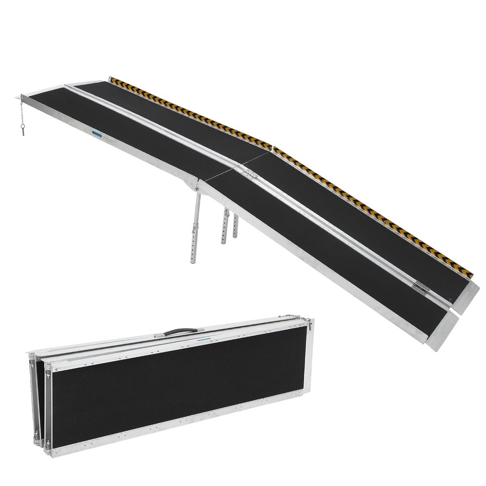 10FT Portable Wheelchair Ramp, Wheel Chair Ramp, Non-Slip Aluminum Wheelchair Ramp, 600lbs Weight Capacity for Home, Doorways, Curbs, Stepst