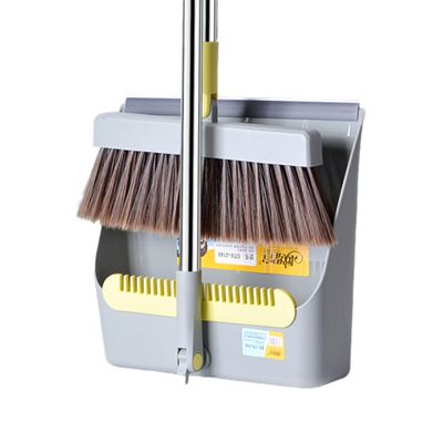 Broom And Dustpan Set, Long Handled Dustpan And Brush, Heavy Duty Dust Pan, Household Dust Pan Combo For Indoor Outdoor Household Cleaning And Sweeping,B
