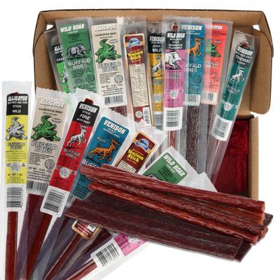 Jerky Dynasty Swamp Mix - 12-Piece Jerky Snack Variety Pack with Beef, Venison, Wild Boar & Alligator - Bold, High-Protein Snacks for Outdoor Adventures, Gatherings & On-the-Go