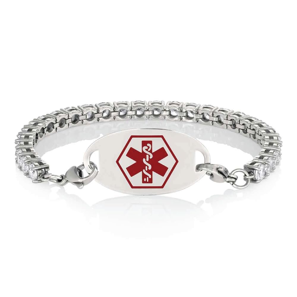 American Medical ID Tennis Bracelet Medical ID Free Engraving